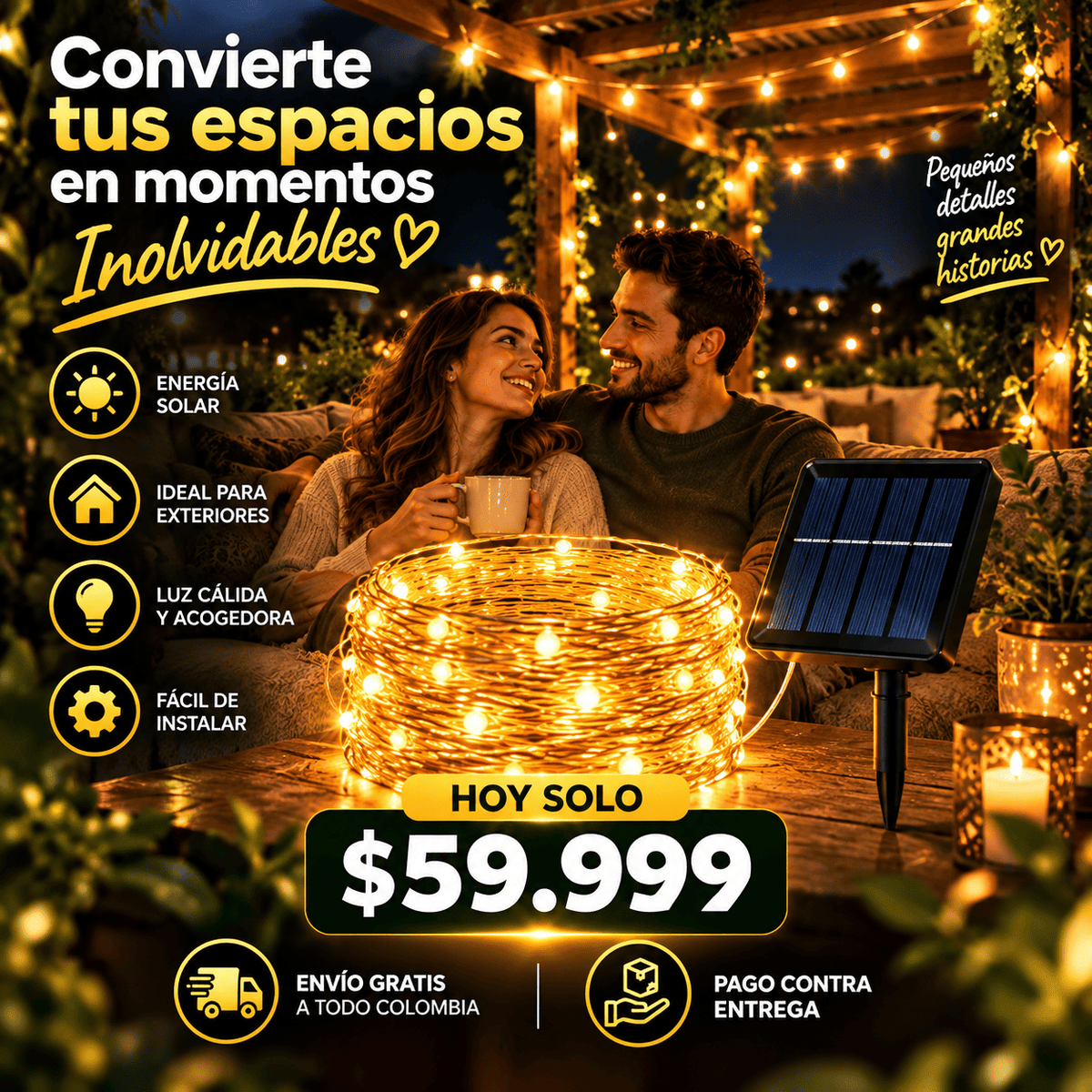 😍LUZ NAVIDEÑA™🔥 ¡Enciende la magia de la navidad! - x20 metros Panel solar Recargable