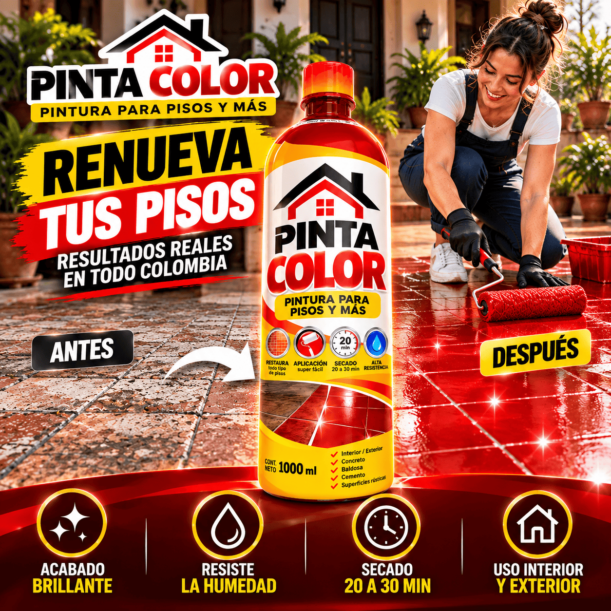 ✨ PINTA COLOR® – Renueva, Protege y Dale un Acabado Brillante a Tus Pisos 🔥
