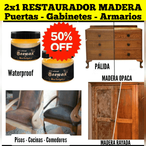 CERA 2x1- Restaurador | Madera - Puertas - Cocinas - Pisos - Comedores - (COMPRA 1 + 1 GRATIS) ® ⭐⭐⭐⭐⭐CUALQUIER COLOR DE MADERA