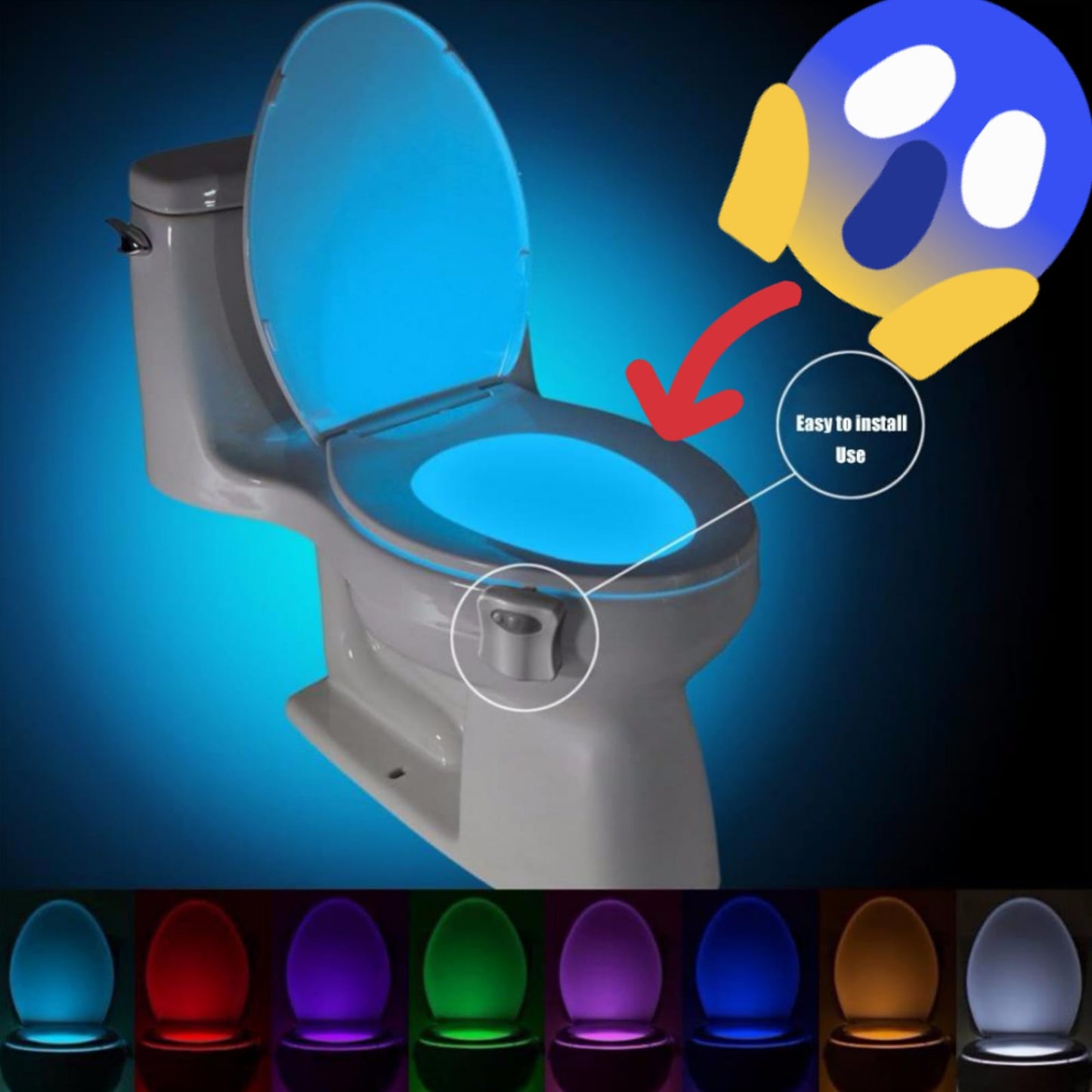 Sensor Automático Luz Led de Baño (8 Colores) (Baño Limpio Familia/Hogar)